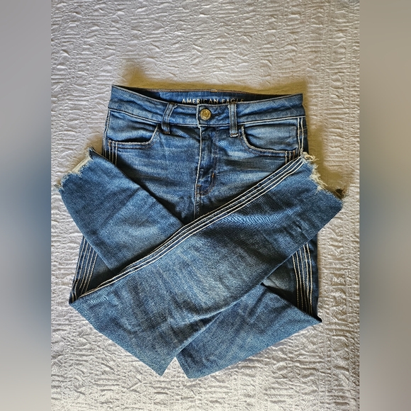 Womens American Eagle Jeans Size 4 Short Strips on Leg - Picture 12 of 13